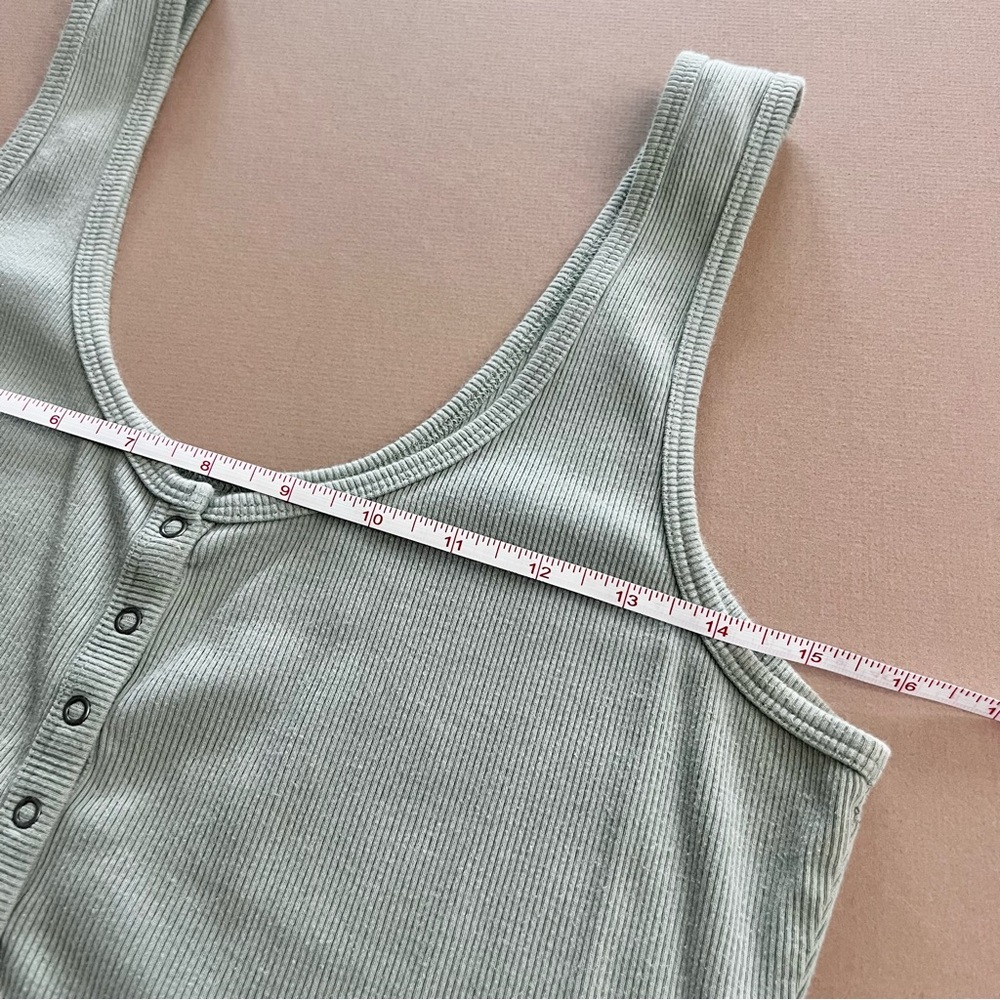 Abercrombie & Fitch Ribbed Sage Green Sleeveless Henley Tank Top - Picture 10 of 12
